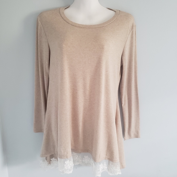 Lace Trim Long Sleeve Tunic - Picture 2 of 5